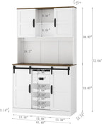 74" High Kitchen Pantry Cabinet, Large Kitchen Buffet with U+B Charging Port, 3 Shelves and 1 Drawer for Dining Room, Living Room, White