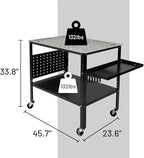 Welding Table 36''x24'' Portable Steel Cart, 1200 lbs Load Capacity Welding Workbench Table Welding Table Top with 5/8" Holes and Adjustable Wheels, Welding Cart for Welding Sawing