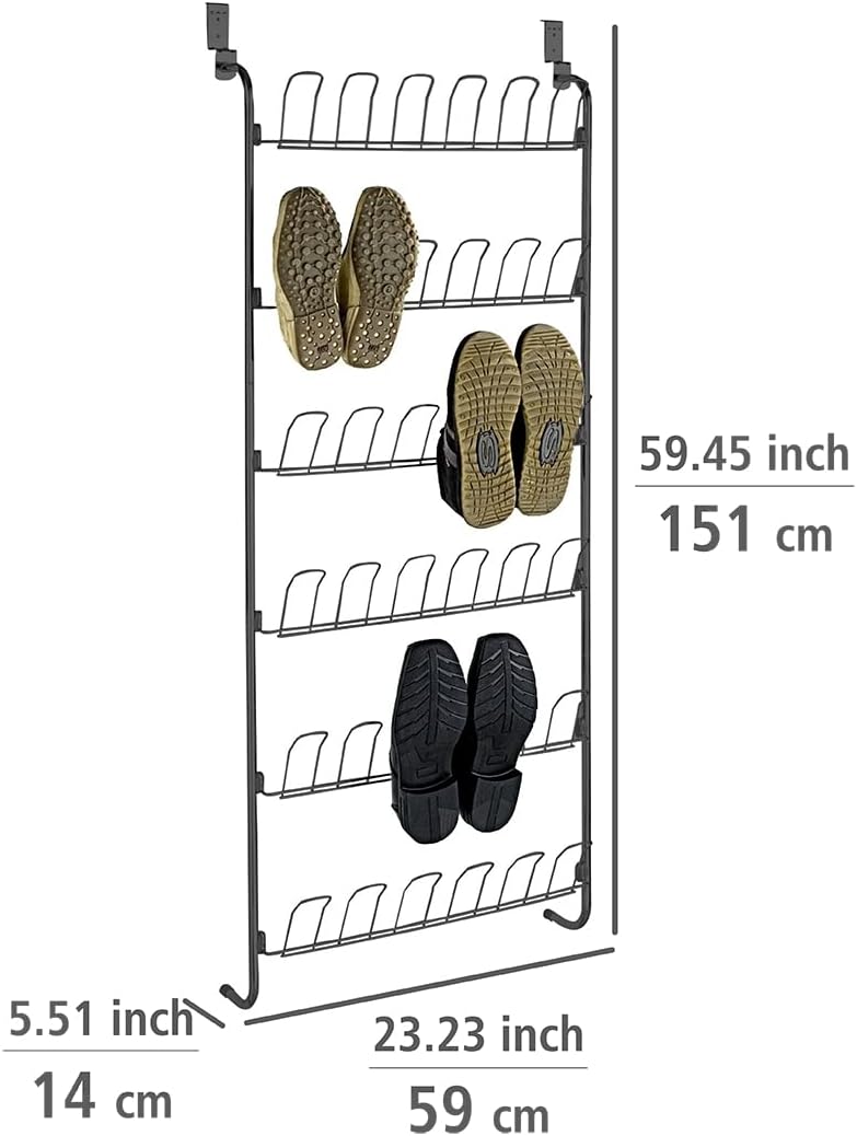 Wenko 18 Pairs Black Shoe Rack, 59 x 151 x 14 cm