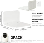 OAPRIRE White Floating Wall Shelves Set of 3 for Security Cameras, Baby Monitors, Speakers & More - Universal Acrylic Small Wall Shelf with Cable Clips, 10-Piece Strong Tapes, No Drill