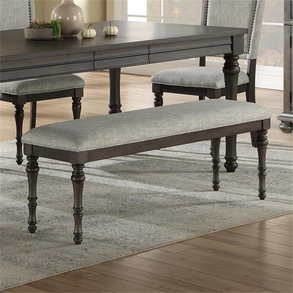 Steve Silver Linnett Bench, Gray, Traditional Styling with a Modern Twist for...