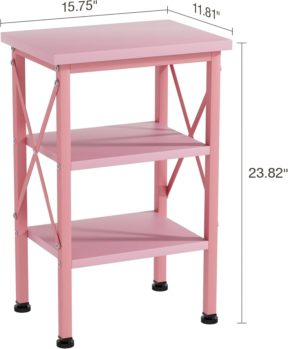 VECELO End Side Table Night Stand Set of 2,X-Design with Storage Shelf for Be...
