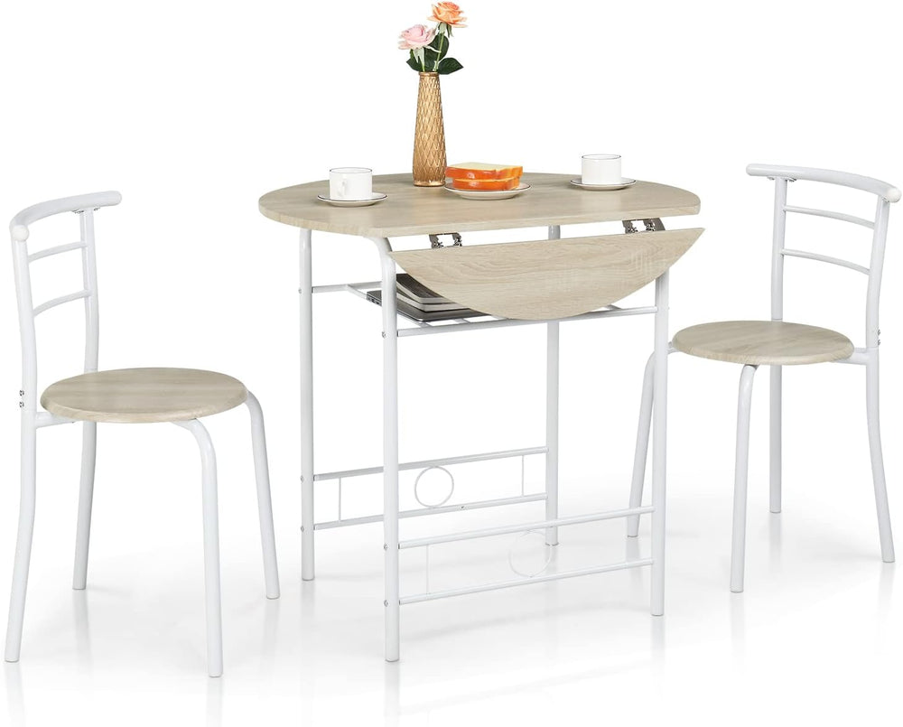 VINGLI 31.5" Drop Leaf Dining Table Set for 2, 3 Pieces Dining Table wit...