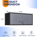 Yizosh Metal Garage Wall Cabinet with Doors, Wall Mounted Metal Storage Cabinet, Floating Garage Tool Cabinet for Garage, Basement, Kitchen, Warehouse (Black Gray, 13.7" H)
