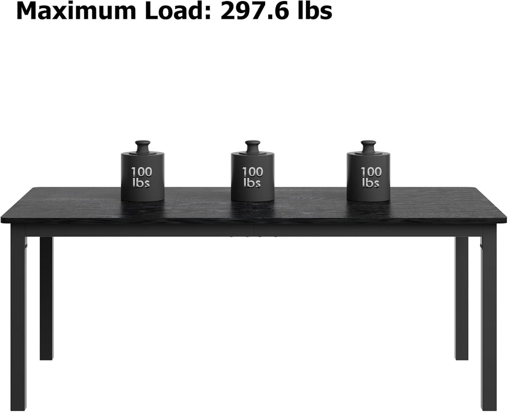 71 inch Long Rectangle Dining Table, MDF Top + Iron Legs with Rounded Corners...