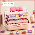 Cute Girls Hair Accessories Storage Box Bow Switch Organizer Box Jewelry Box, Plastic Hair Ties Holder Hair Clips Container Storage Box for Home, School, Office(Pink)