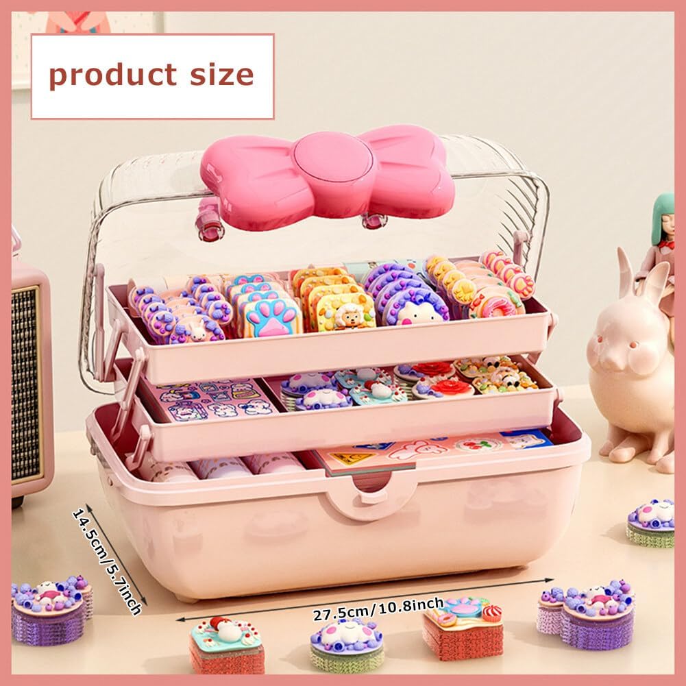 Girls Hair Accessories Storage Box Bow Switch Organizer Box Jewelry Box, Plastic Hair Ties Holder Hair Clips Container Headbands Organizer Gift for Baby Girls Multipurpose Organizer and Portable