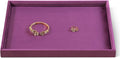 Velvet Stackable Jewelry Display Flat Tray For Ring Earring Necklace Bracelet, Bangle Pendant Storage Blank Plate, Shop Countertop Jewelry Dish Organizer (Purple)