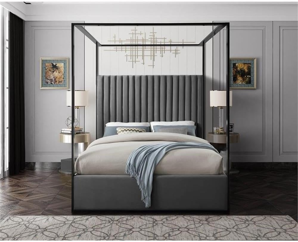 Meridian Furniture JaxGrey-K Jax Collection Modern | Contemporary Velvet Upho...