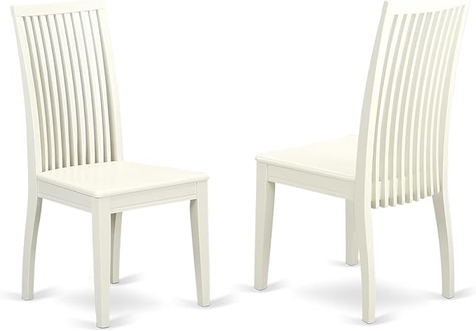 East West Furniture HLIP5-LWH-W 5 Piece Kitchen Table Set for 4 Includes a Round Dining Table with Pedestal and 4 Dining Room Chairs, 42x42 Inch, Linen White
