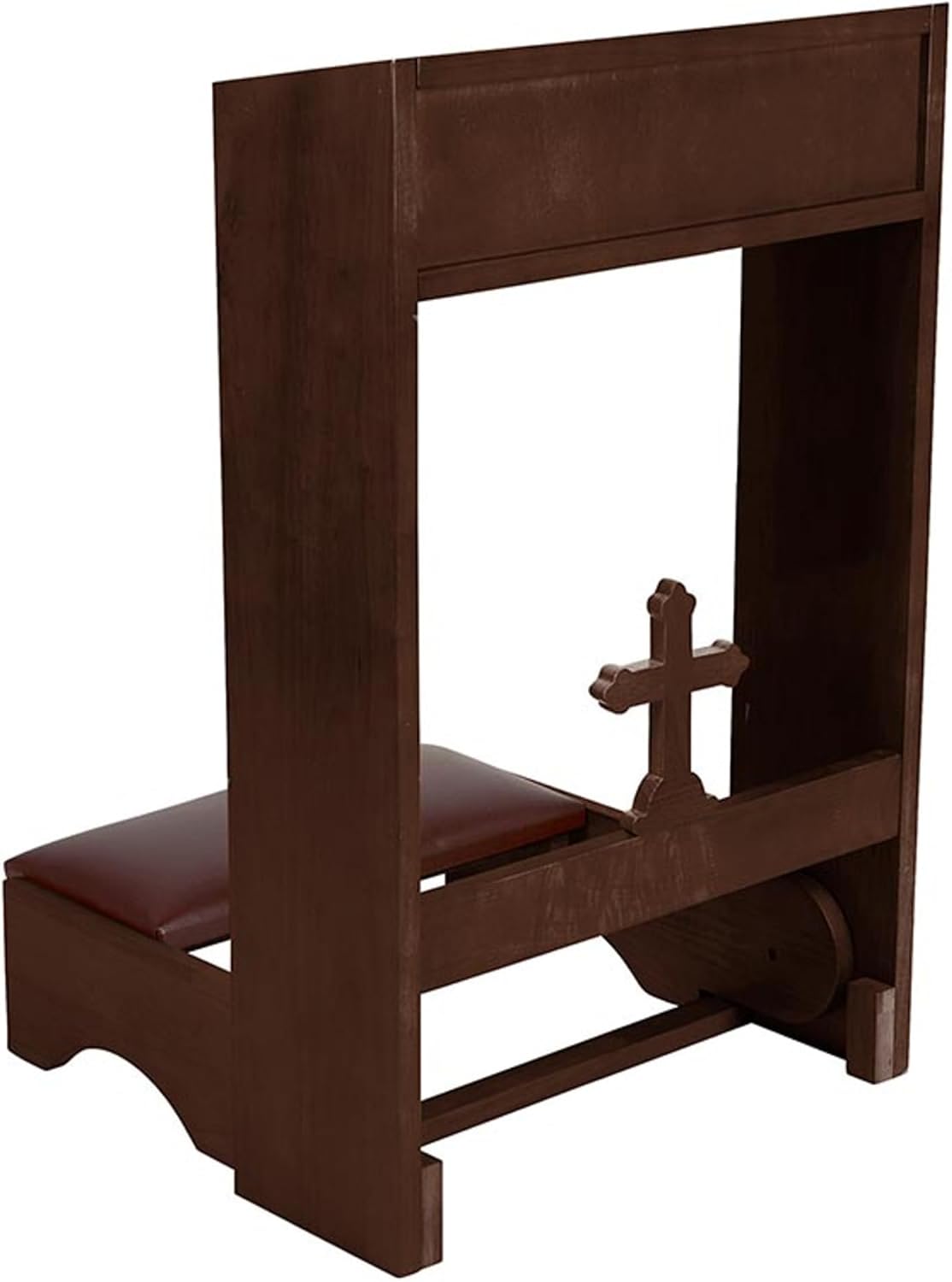 Needzo Walnut Wooden Cross Kneeler, Catholic Church Supplies, Foldable, 20 x 32 Inches