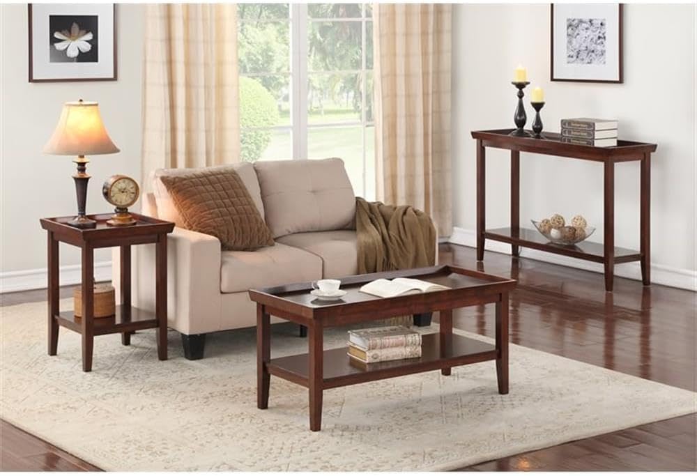 Pemberly Row Modern End Table, Espresso Wood Finish, 26" H x 18" W ...