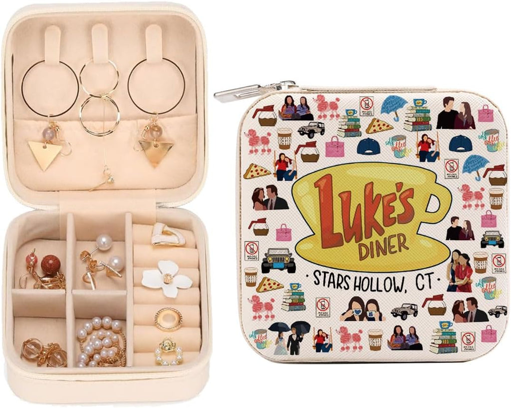 LONGXIN Gilmore Girls Inspired Jewelry Case, Small Jewelry Box Organizer, TV Show Merchandise, TV Show Inspired Gifts for Women, Fans, Friendship Gift for Friends, Bestie, Soul Sisters, BFF