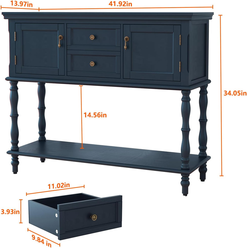 ARTPOWER Console Table with 2 Drawers, Retro Entryway Table with 2 Door | Sol...