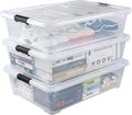 50 L Large Plastic Under Bed Storage Containers, Clear Plastic Underbed Storage Bins with Wheels, 3-Pack