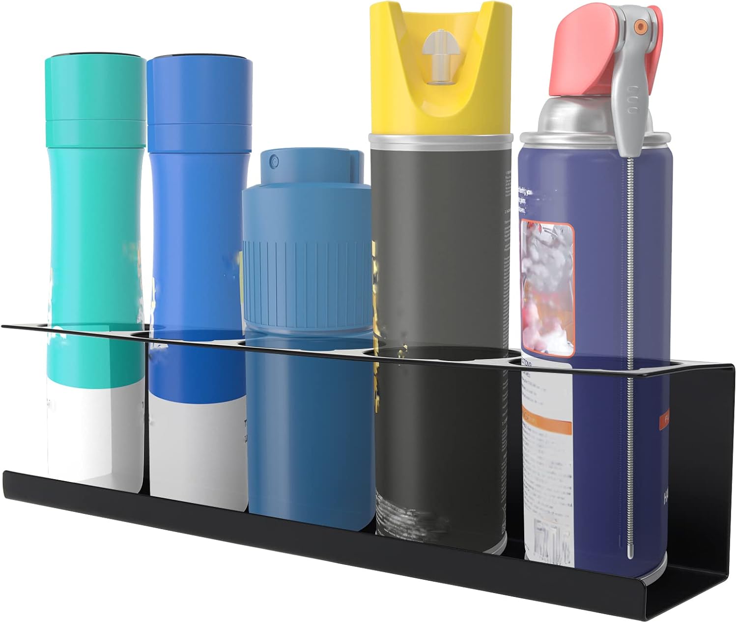 RealPlus Aerosol Spray Can Holder Rack Organizer, 5 Can Spray Bottle Holder Heavy-Duty Steel Wall Mounted for Garage and Workspace, Pack of 4
