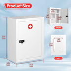 Wall-Mount Locking Medicine Cabinet: Large Metal Storage Organizer Box with Combination & Key Lock - First Aid Medicine Cabinet 3-Compartment Design for Bathroom Home (15.75" H x 11.82" W x 4.72" D)