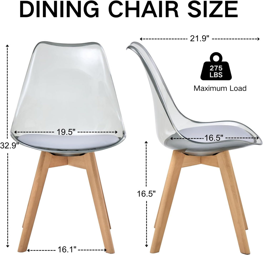 Acrylic Dining Chairs Set of 4, with Soft Cushion, Light Gray | Clear Acrylic...