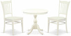 East West Furniture AMGR3-LWH-W 3 Piece Dinette Set for Small Spaces Contains a Round Kitchen Table with Pedestal and 2 Dining Room Chairs, 36x36 Inch, Linen White