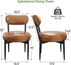 Upholstered Dining Chairs Set of 2, PU Leather Dining Room Chairs with Sturdy Metal Legs, Kitchen Chairs for Dining Room/Kitchen/Restaurant/Hotel, Modern Style, Brown