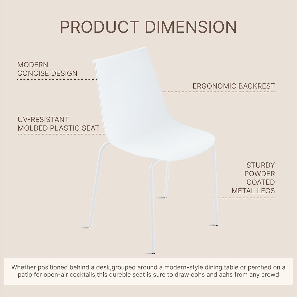 KISLOT Dining Chairs Set of 4, Plastic Outdoor Dining Room Chairs with Metal ...