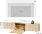 ZYBT Floating TV Stand, Modern Wall Mount Entertainment Center TV Shelf, 70.7" Media Console Under TV Storage Cabinet with Fluted Doors, TV Consoles for Living Room, Floating Cabinet for Wall (Oak)
