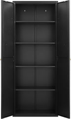 71" Tall Metal Kitchen Pantry Cabinet with 2 Doors and 4 Adjustable Shelves,Utility Kitchen Cupboard, Large Steel Cabinets for Dining Room, Office, Living Room (Black)