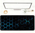 Gaming Mouse Pad – Large Extended Desk Mat35.43 x 15.75 in – Futuristic Black Honeycomb Design with Blue Glow, Non-Slip Base, Waterproof Surface, Keyboard & Mouse Pad for Gaming or Office