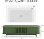 POVISON Fully-Assembled Modern Green TV Stand with Tambour Doors, Fluted TV Media Console for 75 Inch TVs, Sliding Door Entertainment Center with Storage for Living Room (Green, 78.74")
