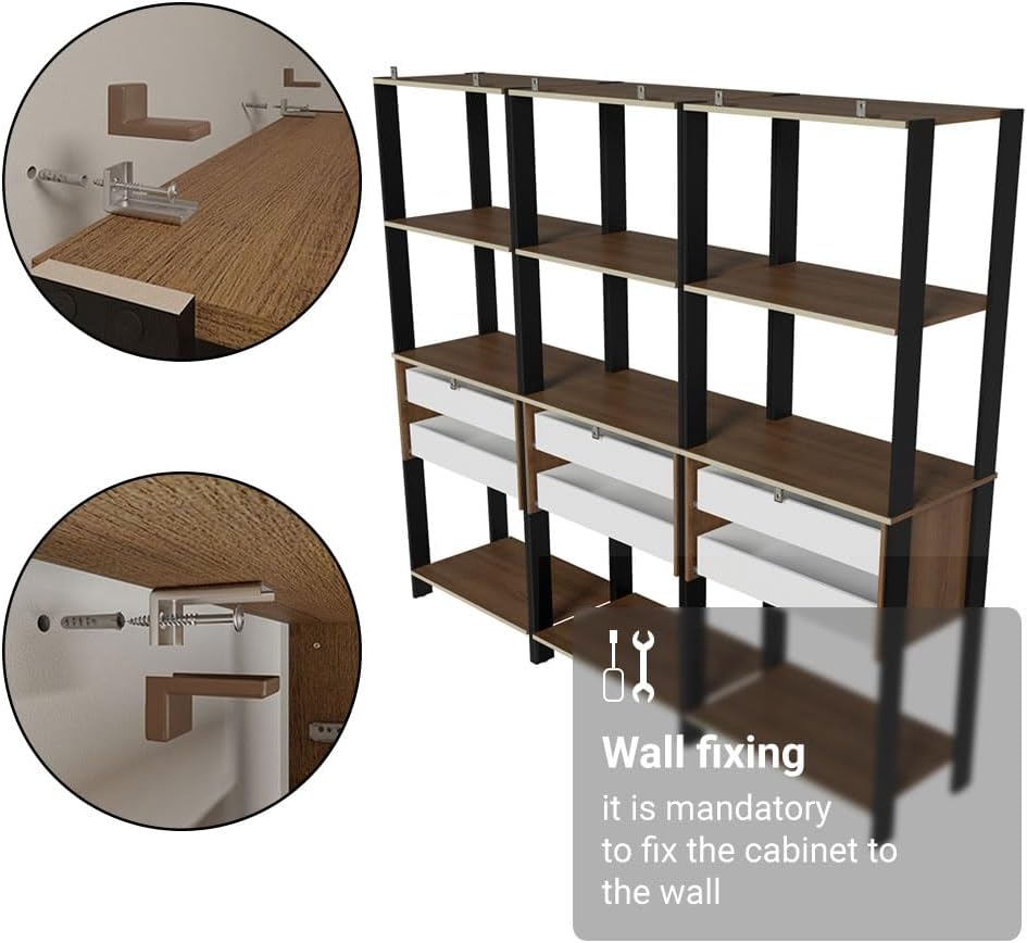 Madesa Kitchen Pantry Storage Rack with 6 Drawers and Open Shelves 82" L...