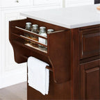 Pemberly Row Modern Wood Granite Top Kitchen Island in Mahogany