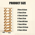 Foldable Shoe Rack, 9-Tier Bamboo Vertical Shoe Organizer, Narrow Space-Saving Shelf, No-Tools Assembly, Expandable Storage for Closet, Entryway, Corner, Bedroom (Brown, 9 Tire)