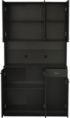 70.87" 6-Door Modern Kitchen Pantry Cabinet Combo with Drawer&Shelf for Dining Room Kitchen Living Room, Black