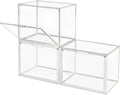 Clear Stackable Plastic Storage Bins with Magnetic Lid, Dustproof Book & Cosmetic Display Cases, Large Figures Collectibles Showcase, Shoe Box, Protection Organizer (Clear-L-3 Pack)