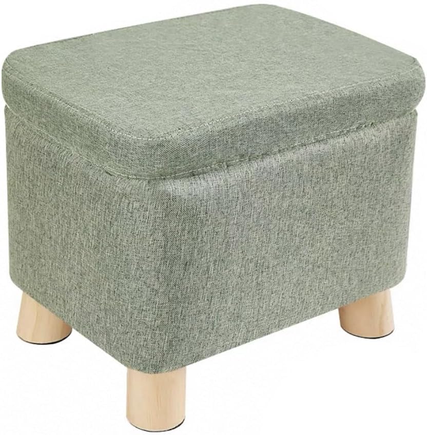 Storage Ottoman with Linen Removable Cover,Square Foot Rest Stool Hinged Lid ...