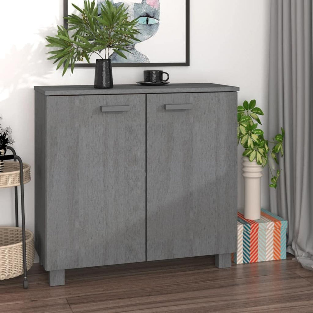 Dark Grey Solid Pine Wood Sideboard with MDF Large Storage, Rustic Style Furn...