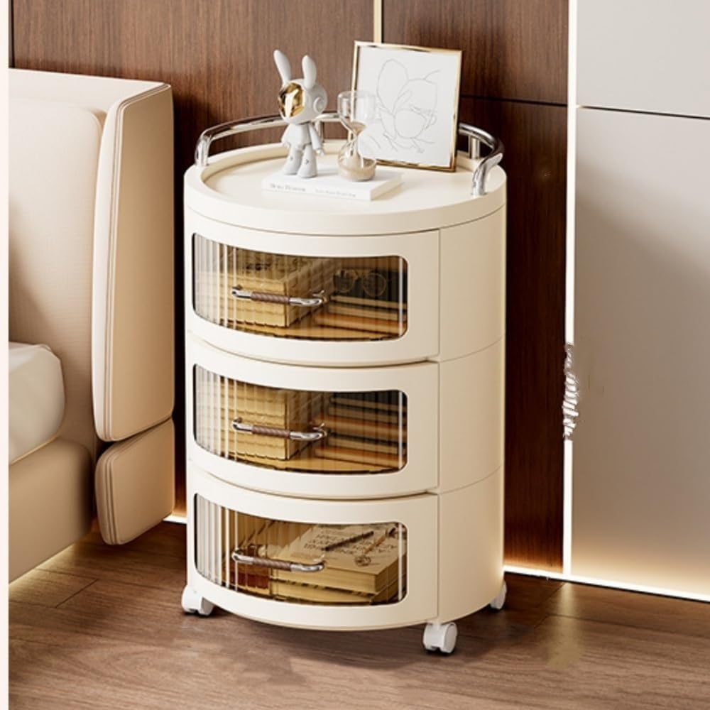 Storage Cabinet Multi-Layer Nightstand with Drawers Small Dresser and Organiz...