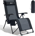Portal Portable Zero Gravity Chair, Lounge Chair Outdoor Oversized Zero Gravity Chair Folding Lounge Chair with Adjustable Pillows and Cup Holder for Poolside and Lawn, Support 350lbs, Black, 1Pack