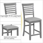 Dining Table Set for 4, Modern 5 Piece Dining Room Table Set with Square Table & 4 Ladder Backrest Upholstered Chairs, Counter Height Kitchen Chairs Set for Small Space, Gray