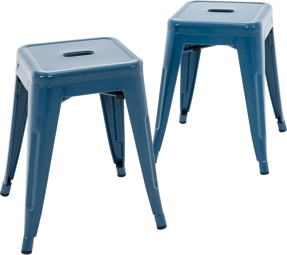 18'' Industrial Metal Stools Set of 2, Stackable Indoor Outdoor, Deep...