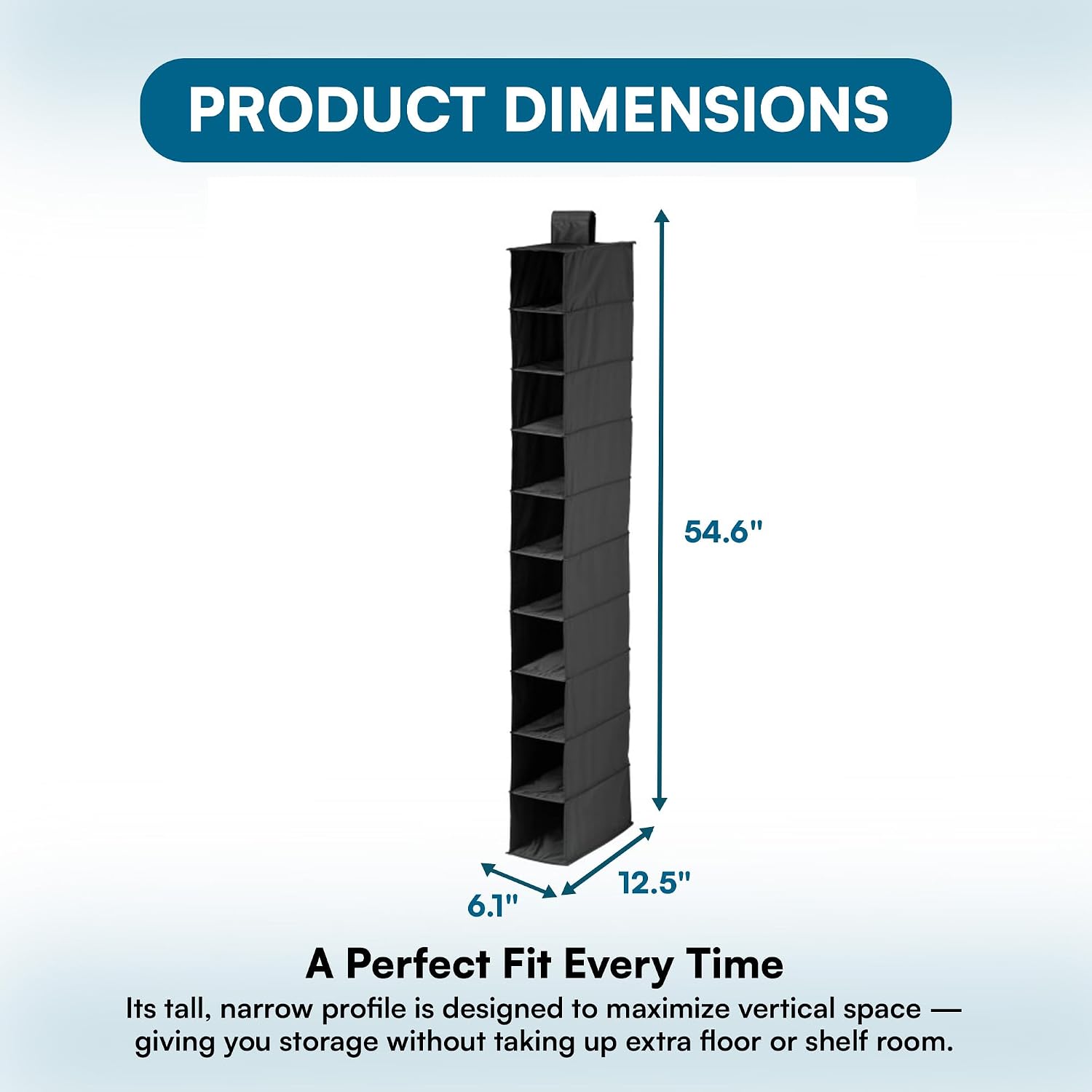 Honey-Can-Do 10-Shelf Hanging Shoe Organizer, Black - Closet Storage Rack for Shoes, Accessories & Clothes, Space Saving