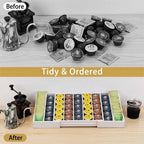 K Cup Holder,Bamboo Coffee Pod Holder Drawer Organizer, Expandable Coffee Pod Holder Tea Bag Storage Organizer for Kitchen Office Coffee Bars,Accommodate 45 K Cups (White)