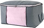 combocube Comforter Storage Bag, Zippered Bag with Large Clear Window and Carry Handles, Space Saver Organizers for Closet, Blanket, Pillow, Quilt, Bedding, Clothes (4Pcs Grey Large)