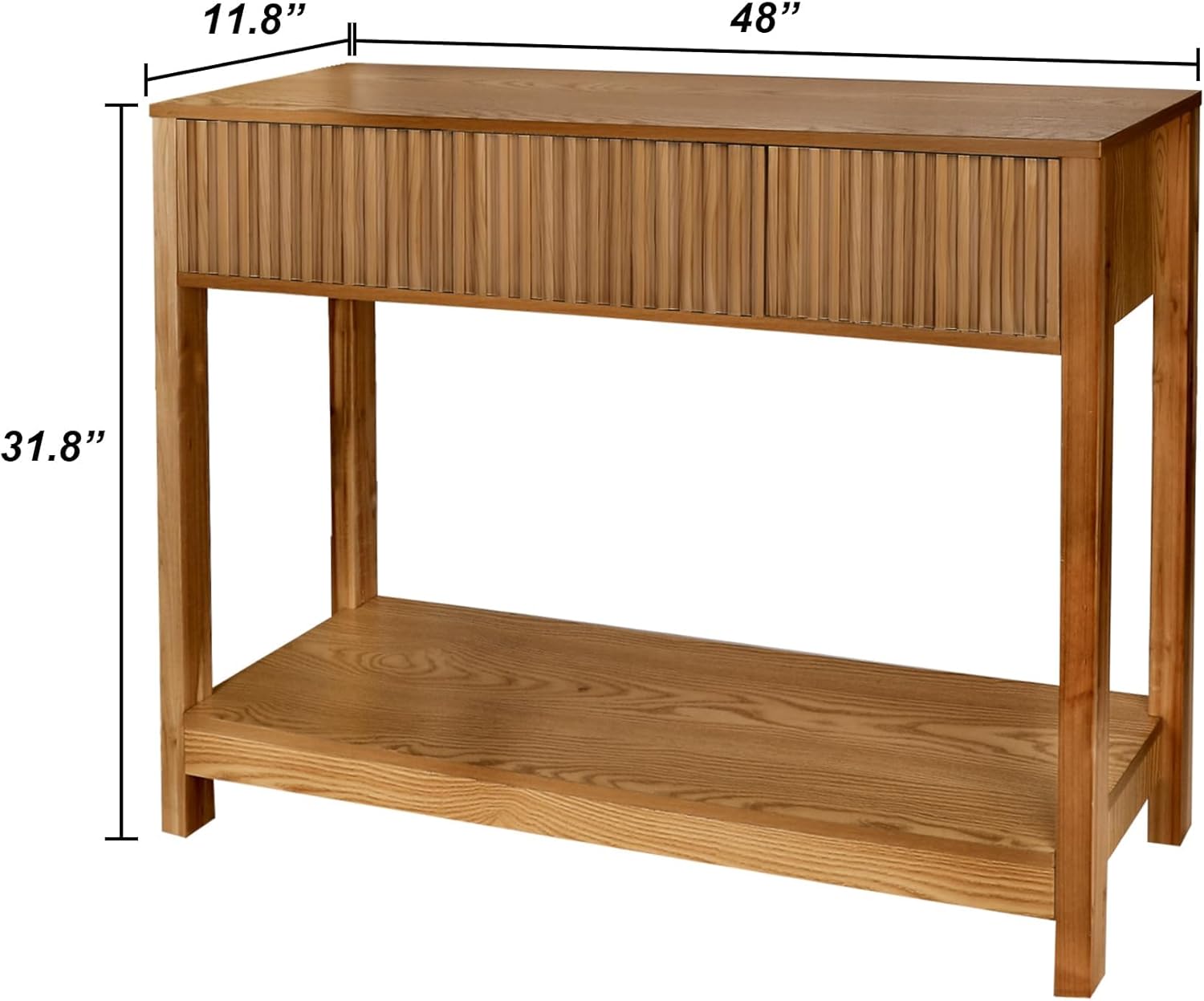 Fluted Console Table with Storage, 48" Long Entryway Slim Sofa Table Behind Couch Entry Tables, Narrow Wood Hallway Modern Living Room Couch Foyer Entrance Tables Brown