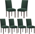 COLAMY Green Velvet Dining Chairs Set of 6 – Upholstered Kitchen & Dining Room Chairs with Nailhead Trim, Soft High-Density Cushion and Solid Wood Legs for Dining Room, Kitchen, Living Room
