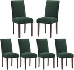 COLAMY Green Velvet Dining Chairs Set of 6 – Upholstered Kitchen & Dining Room Chairs with Nailhead Trim, Soft High-Density Cushion and Solid Wood Legs for Dining Room, Kitchen, Living Room