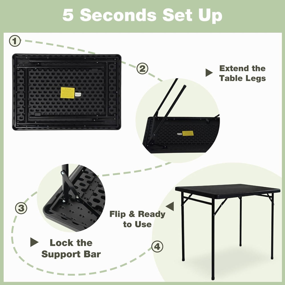 3ft Rectangular Folding Table for All-Occasion, Foldable Table with HDPE Tabl...