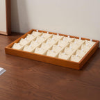 Oirlv Wood 24 Grids Jewelry Tray with Removable Inserts Jewelry Pads Necklace/Pendant Display Organizer Tray(Creamy-white)