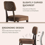 Modern Wood Dining Chairs Set of 4, Velvet Upholstered Kitchen Chairs with Open Curved Backrest & Black Hardwood Legs for Vanity, Living Room, 350 LBS Capacity, Brown