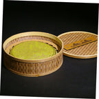 IMIKEYA Bamboo Tea Box Woven Design Tea Cake Storage Container for Home and Office Organization